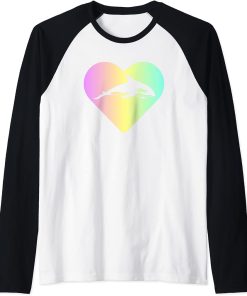 Pastel Orca Heart Girls or Women"s Raglan Baseball Tee