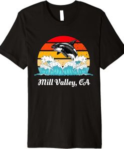 Vintage Mill Valley CA Distressed Orca Killer Whale Art Premium T-Shirt