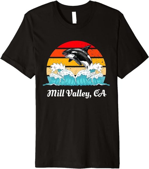 Vintage Mill Valley CA Distressed Orca Killer Whale Art Premium T-Shirt