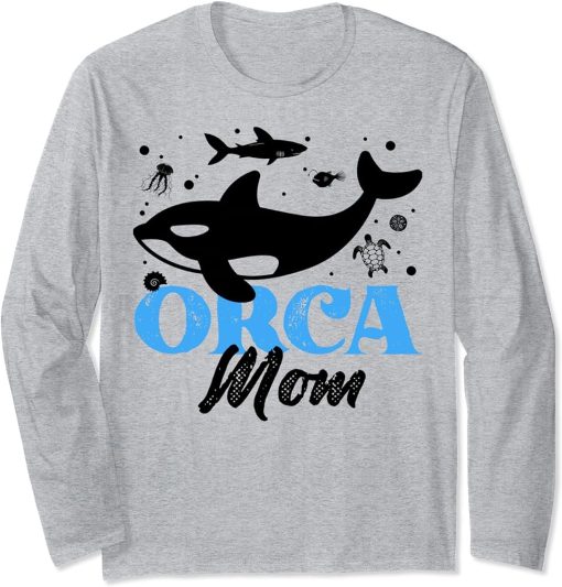 Funny Orca Lover Graphic for Women Girls Moms Whale Long Sleeve T-Shirt